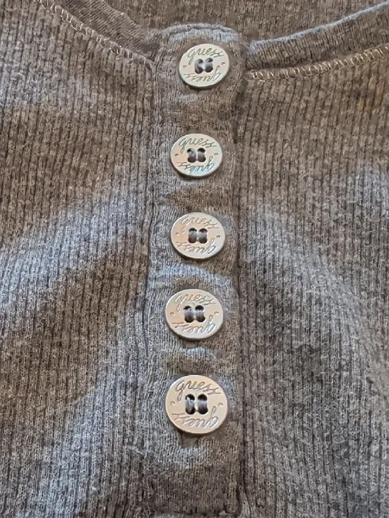 Guess Gray Long Sleeve Henley Top - Picture 4 of 6